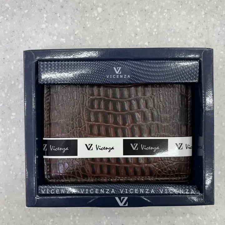 [BUNJANG] Vicenza Brown Crocodile Pattern Card Wallet / 비첸자 브라운 카드 지갑