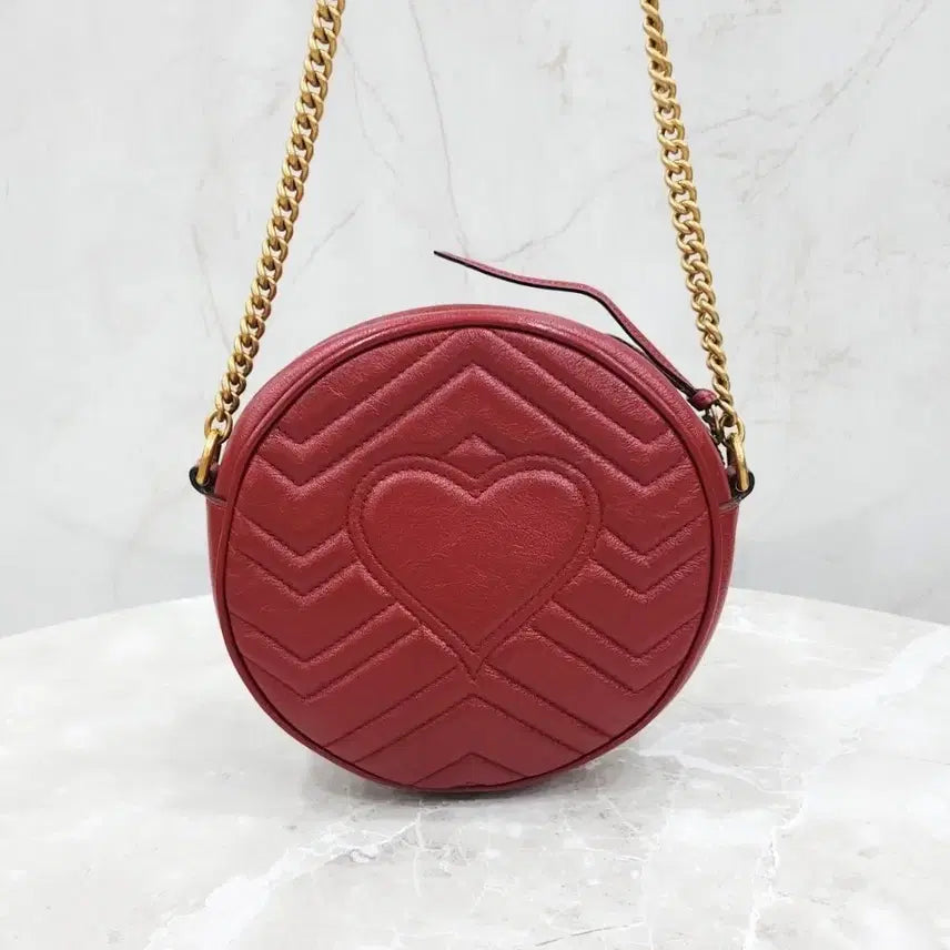 [BUNJANG] Gucci GG Marmont Round Leather Shoulder Bag / 구찌 GG 마몽 라운드 레더 숄더백