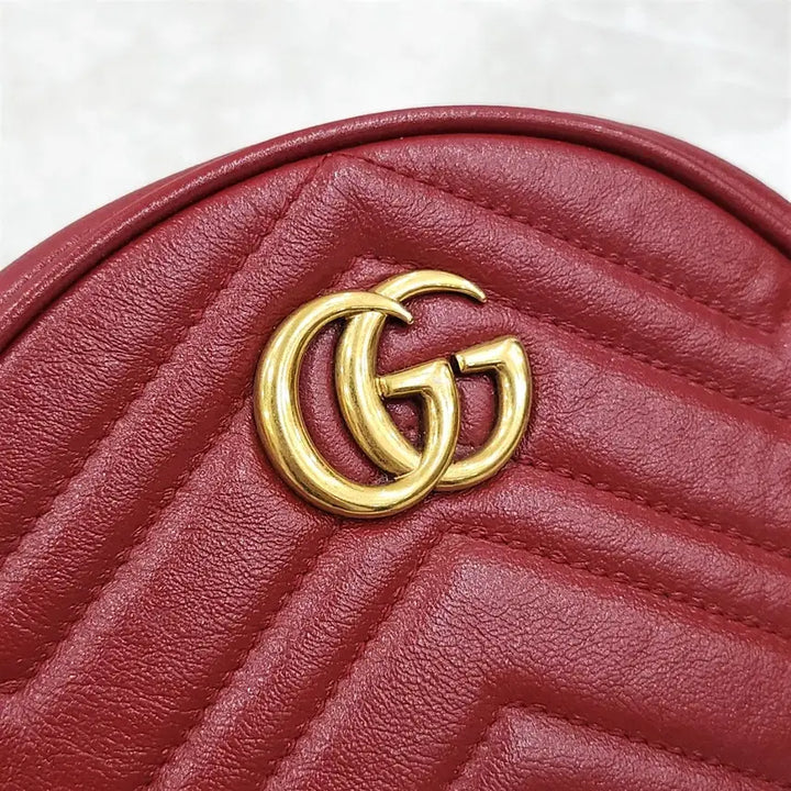 [BUNJANG] Gucci GG Marmont Round Leather Shoulder Bag / 구찌 GG 마몽 라운드 레더 숄더백