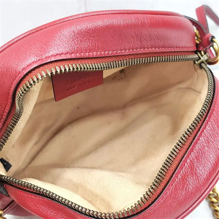 [BUNJANG] Gucci GG Marmont Round Leather Shoulder Bag / 구찌 GG 마몽 라운드 레더 숄더백