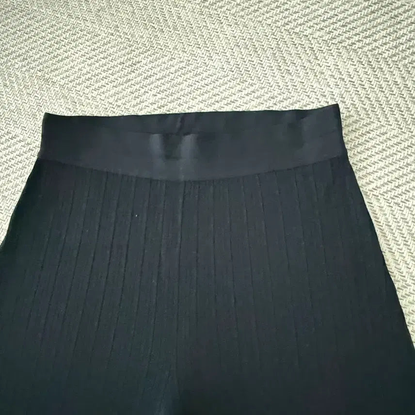 [BUNJANG] Theory Black Ribbed Knit Wide Pants / Theory/띠어리 검정색 골지 니트 와이드 팬츠