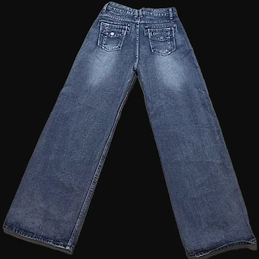 [BUNJANG] Pocket Washed Denim Wide Pants L / 포켓 워싱 데님 와이드 팬츠 L
