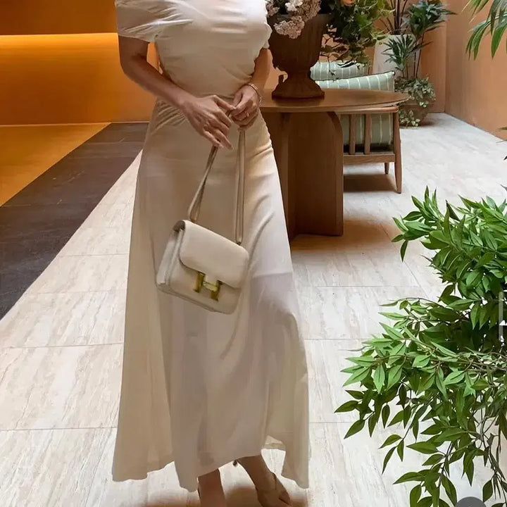 [BUNJANG] Deomanong Moe Off-Shoulder Shirred Long Dress / 더마농 모에 오프숄더 셔링 롱 원피스