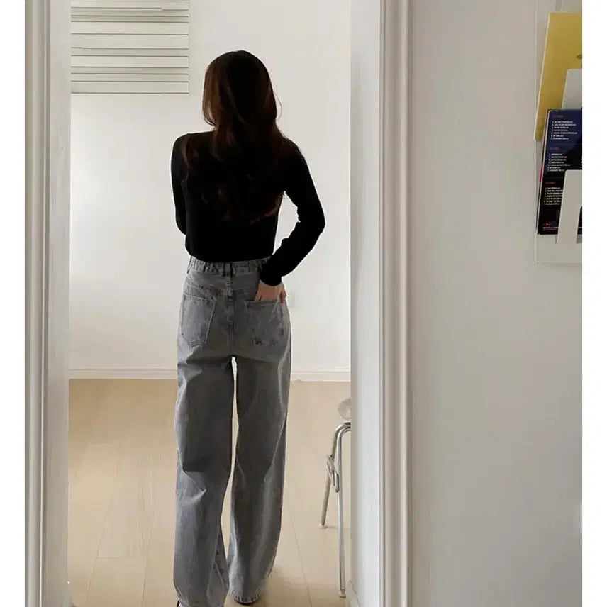 [BUNJANG] Wide Denim Pants (Fleece Lined) / 와이드 데님 팬츠(기모)