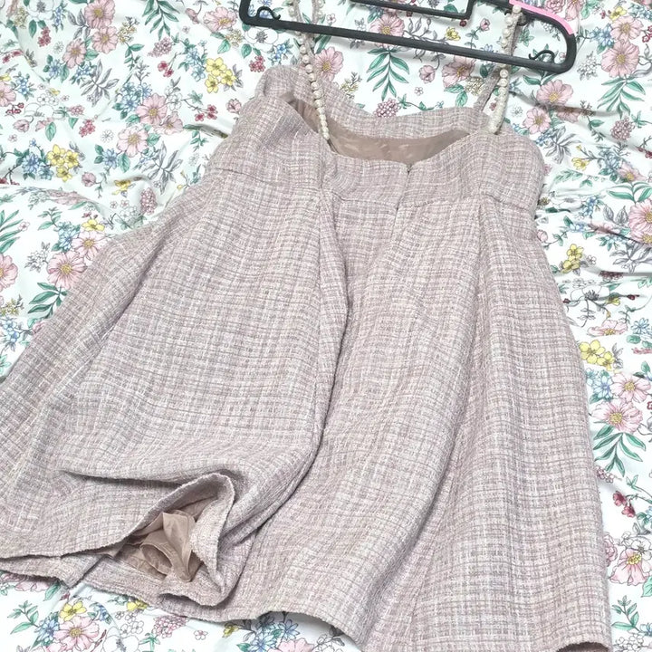 [BUNJANG] Evelyn Pink Tweed Glitter Pearl Dress / evelyn 에블린)양산형 스나계st 핑크 트위드 글리터 진주 원피스op