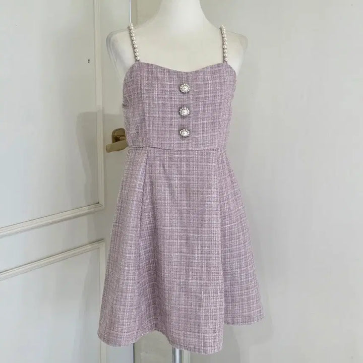 [BUNJANG] Evelyn Pink Tweed Glitter Pearl Dress / evelyn 에블린)양산형 스나계st 핑크 트위드 글리터 진주 원피스op