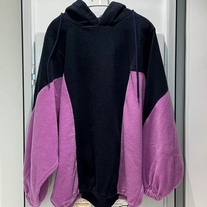 [BUNJANG] Color Block Fleece Hoodie & Pants Set / 후리스/플리스 배색 후드티 & 바지 세트(Free사이즈)