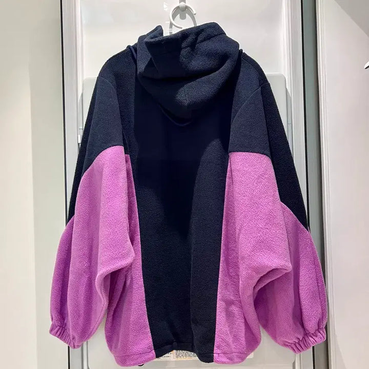 [BUNJANG] Color Block Fleece Hoodie & Pants Set / 후리스/플리스 배색 후드티 & 바지 세트(Free사이즈)