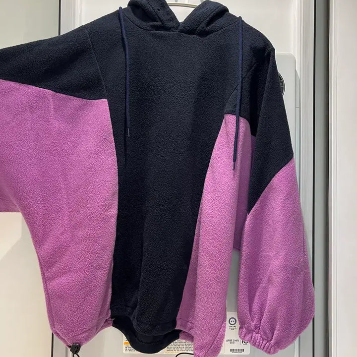 [BUNJANG] Color Block Fleece Hoodie & Pants Set / 후리스/플리스 배색 후드티 & 바지 세트(Free사이즈)