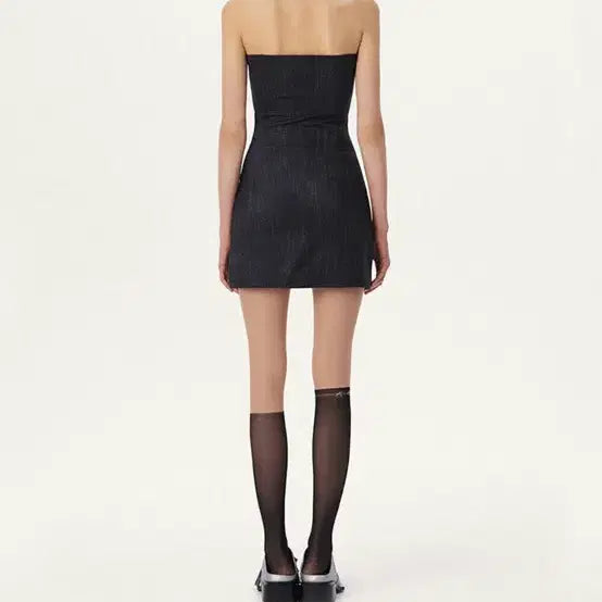 [BUNJANG] YUSE Cut Out Slim Tube Dress Top - Black / *1회 착용* YUSE 유즈 컷 아웃 슬림 튜브 드레스 탑 블랙(흑청)