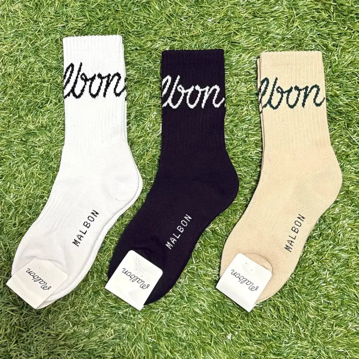 [BUNJANG] Malbon Lettering Logo Golf Socks / 이중쿠션 말본 레터링로고 장목 골프양말