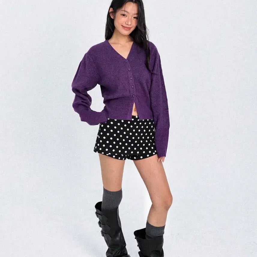 [BUNJANG] OWNSER Grape Shoulder V-neck Knit Cardigan / OWNSER 오운서 그레이프 숄더 브이넥 니트 가디건