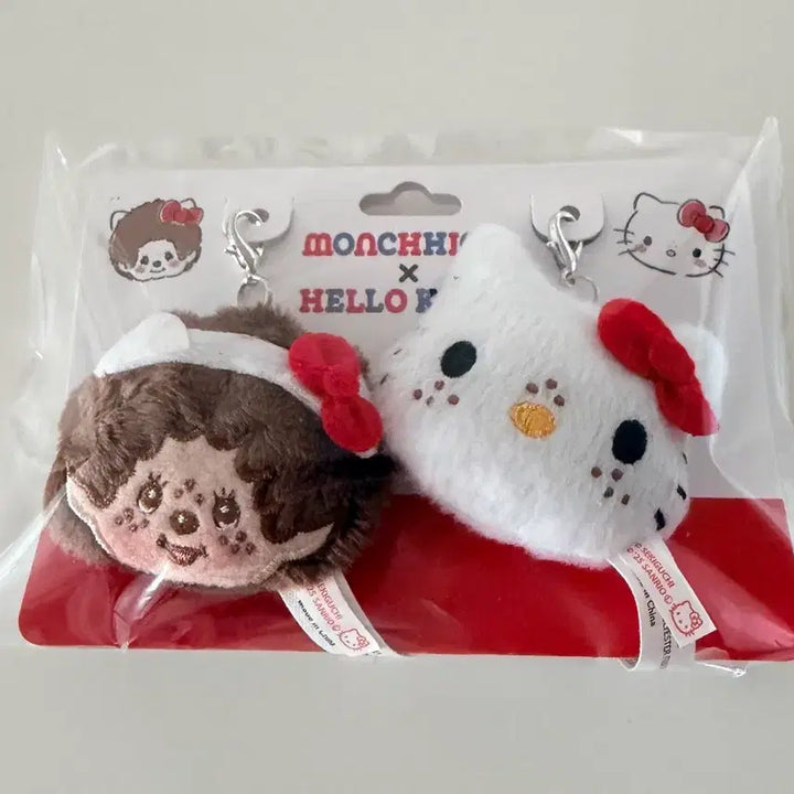 [BUNJANG] Monchhichi Hello Kitty 50th Anniversary Plush Charm Set / [미개봉] 몬치치 X 헬로키티 50주년 한정 플러시 참 세트 팔아요