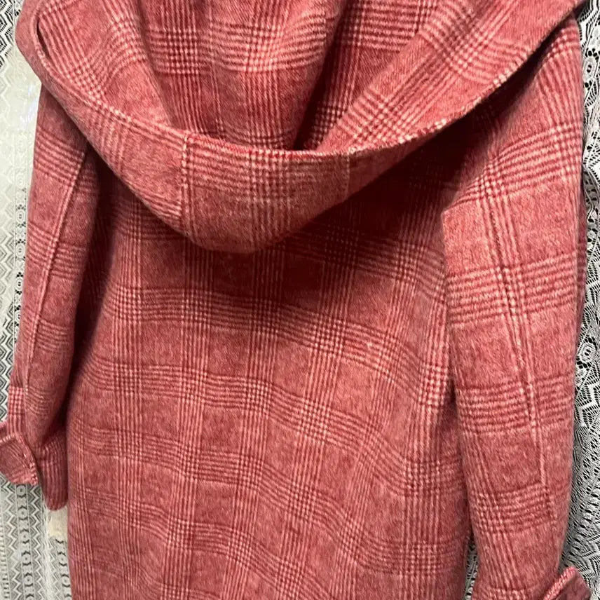 [BUNJANG] Andmore Pink Check Wool Coat / 앤드모어 핑크체크 울 코트