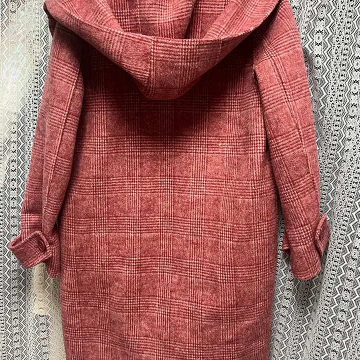 [BUNJANG] Andmore Pink Check Wool Coat / 앤드모어 핑크체크 울 코트