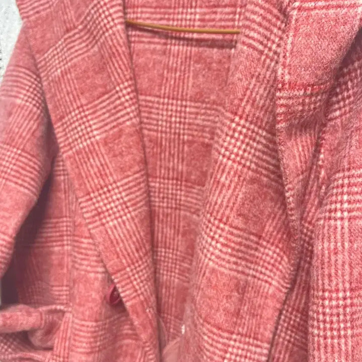 [BUNJANG] Andmore Pink Check Wool Coat / 앤드모어 핑크체크 울 코트