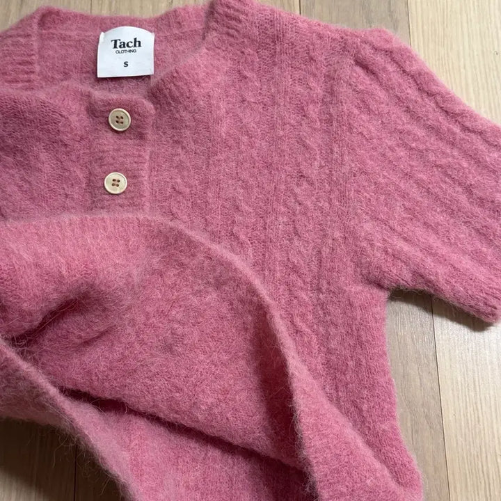 [BUNJANG] Tach Clothing Knit Short Sleeve Top / Tach - 타치 클로딩 니트 반팔 탑 S (단추 포인트 탑,가디건 아님