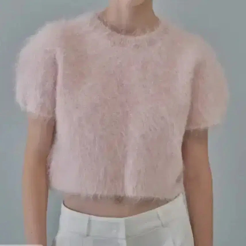 [BUNJANG] Without Summer Angora Short Sleeve Knit White / 아이보리 )위드아웃썸머 앙고라 반팔 니트