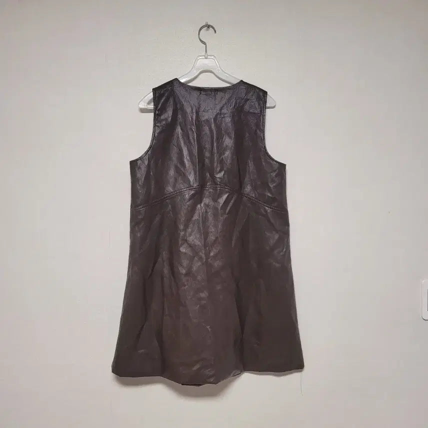 [BUNJANG] L.A.B Brown Leather Sleeveless Dress (Free Size) / L.A.B 브라운 레더 민소매 원피스(프리)