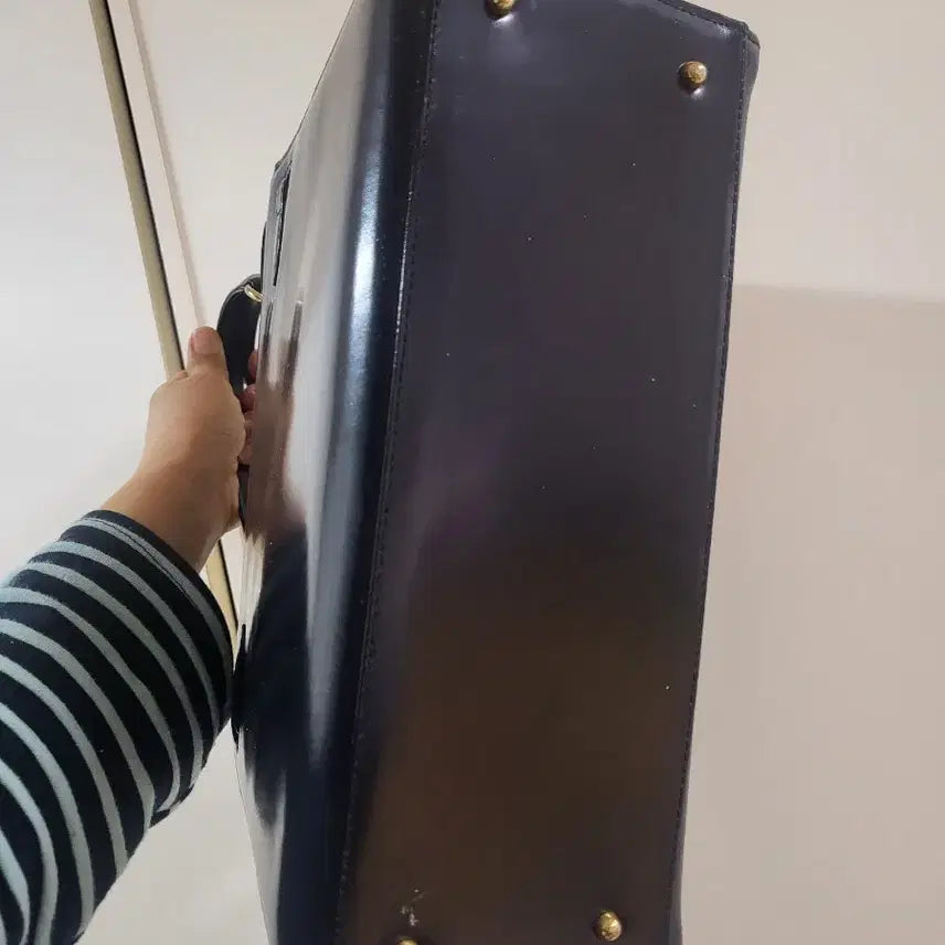 [BUNJANG] Navy Leather Tote Bag / 네이비 소가죽 토트백