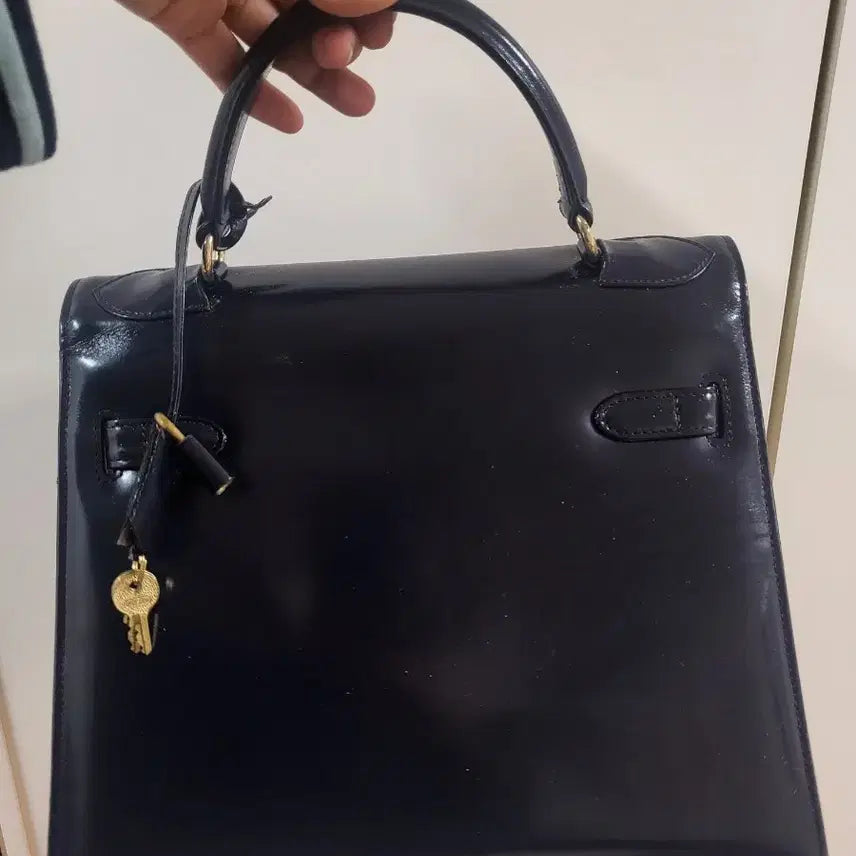 [BUNJANG] Navy Leather Tote Bag / 네이비 소가죽 토트백