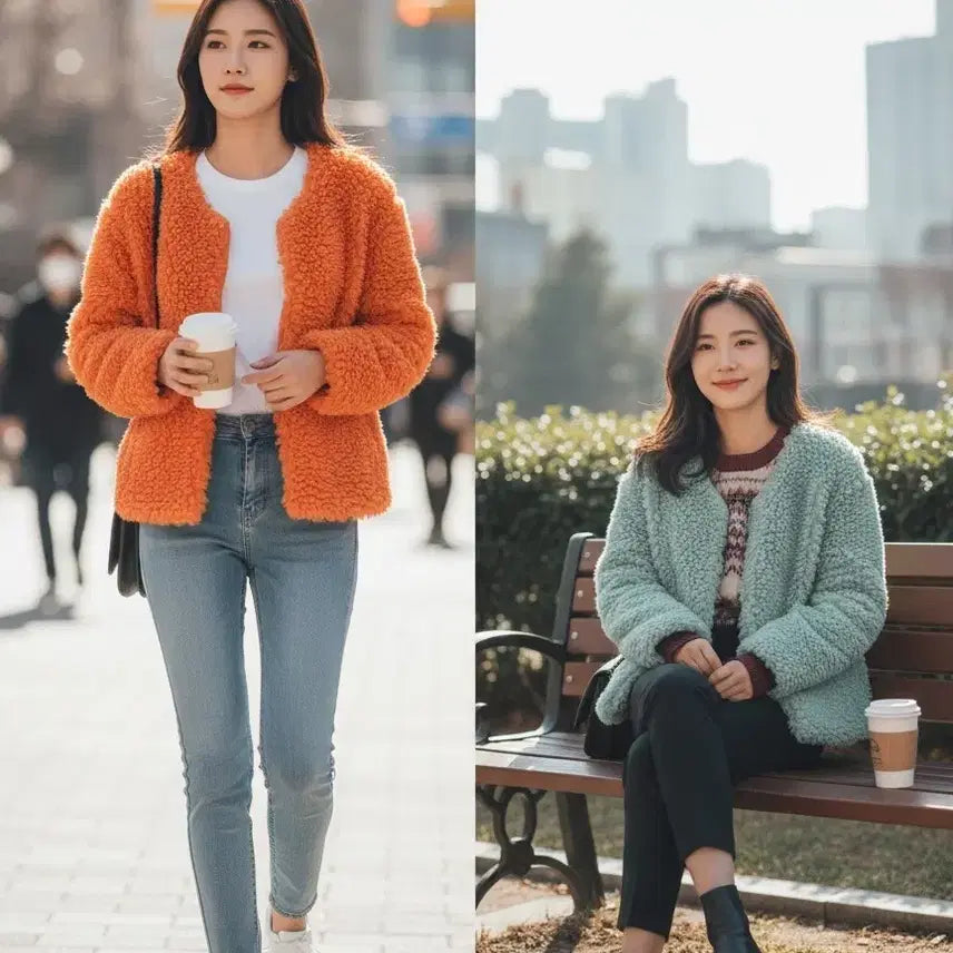 [SOLD OUT] 뽀글이 부클퍼 여성자켓 아우터(새상품)