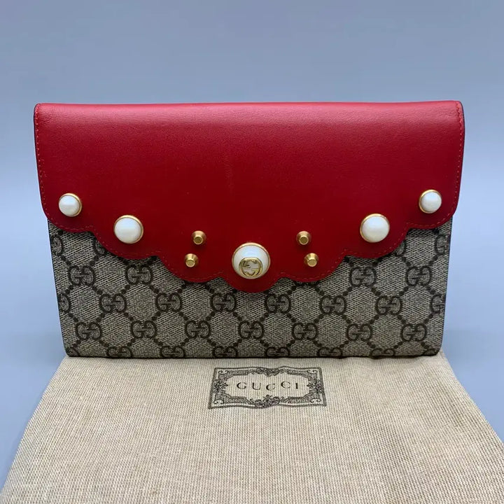 [BUNJANG] Gucci GG Supreme Pearl Clutch Bag 431476 / 257001323 구찌 GG 수프림 진주 클러치백 431476