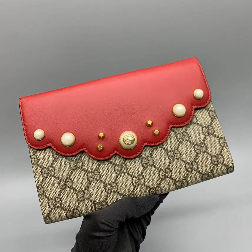 [BUNJANG] Gucci GG Supreme Pearl Clutch Bag 431476 / 257001323 구찌 GG 수프림 진주 클러치백 431476