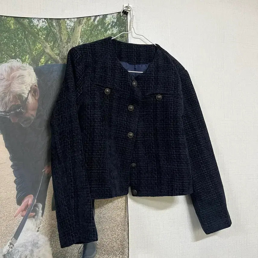 [BUNJANG] Navy Tweed Jacket / 네이비 트위드 자켓