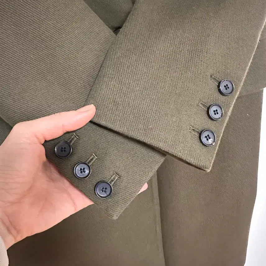 [BUNJANG] Sandro Double Breasted Coat Khaki S / Sandro 더블 브레스트 코트 카키색 S 드라이완료