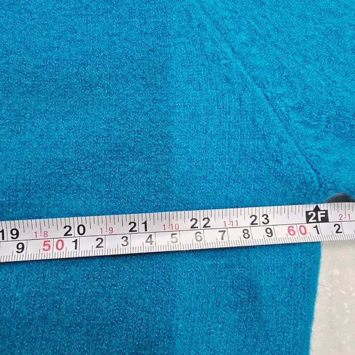 [BUNJANG] Valencia Turkish Blue V-Neck Crop Knit / 발렌시아 터키블루 V넥 크롭 니트