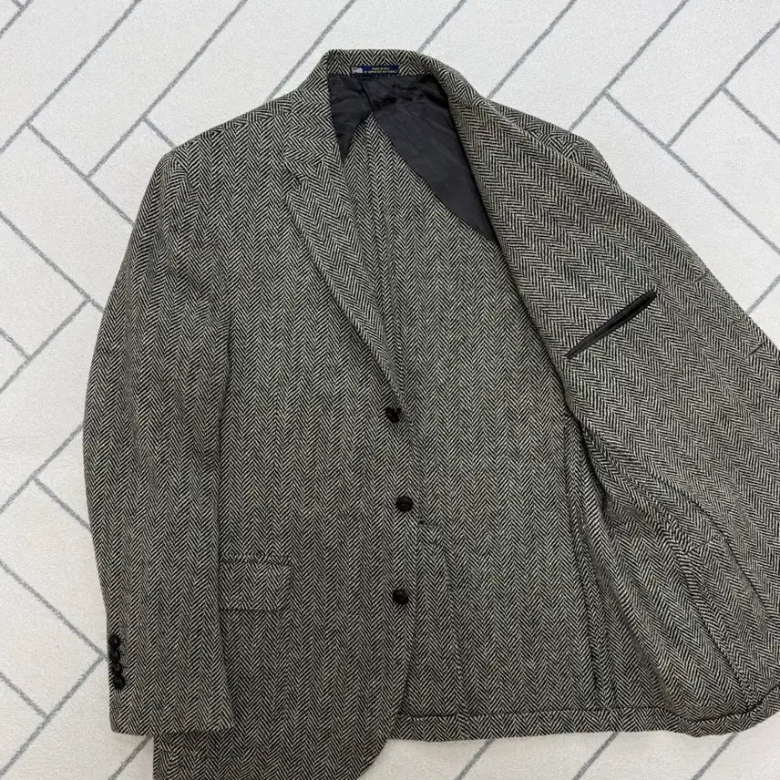 [BUNJANG] Polo USA Made Herringbone Sport Coat / (A급/42R) 폴로 USA메이드 스웨이드 트림 헤링본 스포츠코트