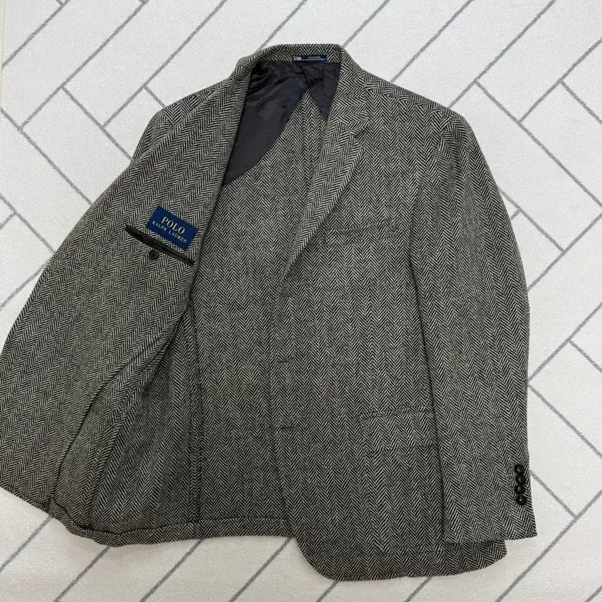 [BUNJANG] Polo USA Made Herringbone Sport Coat / (A급/42R) 폴로 USA메이드 스웨이드 트림 헤링본 스포츠코트