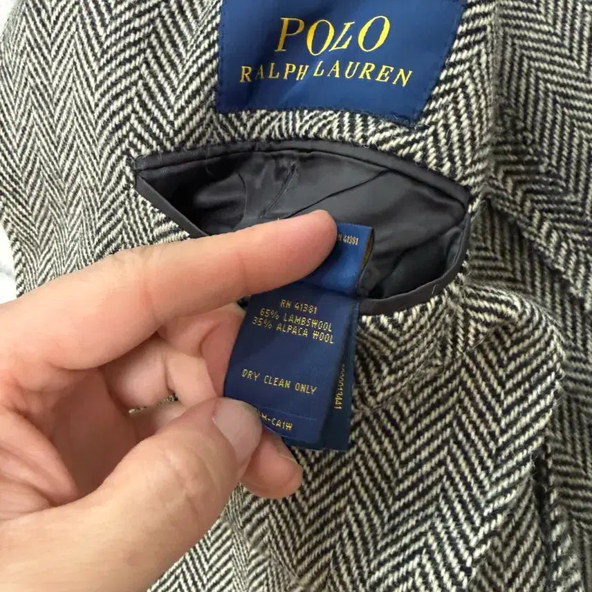 [BUNJANG] Polo USA Made Herringbone Sport Coat / (A급/42R) 폴로 USA메이드 스웨이드 트림 헤링본 스포츠코트