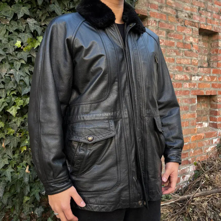 [BUNJANG] Vintage Cowhide Leather Jacket / Vintage 소가죽 레더 자켓