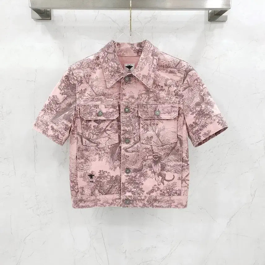 [SOLD OUT] 34 / 디올 리비에라 숏 슬리브 트왈드주이 핑크 데님 자켓