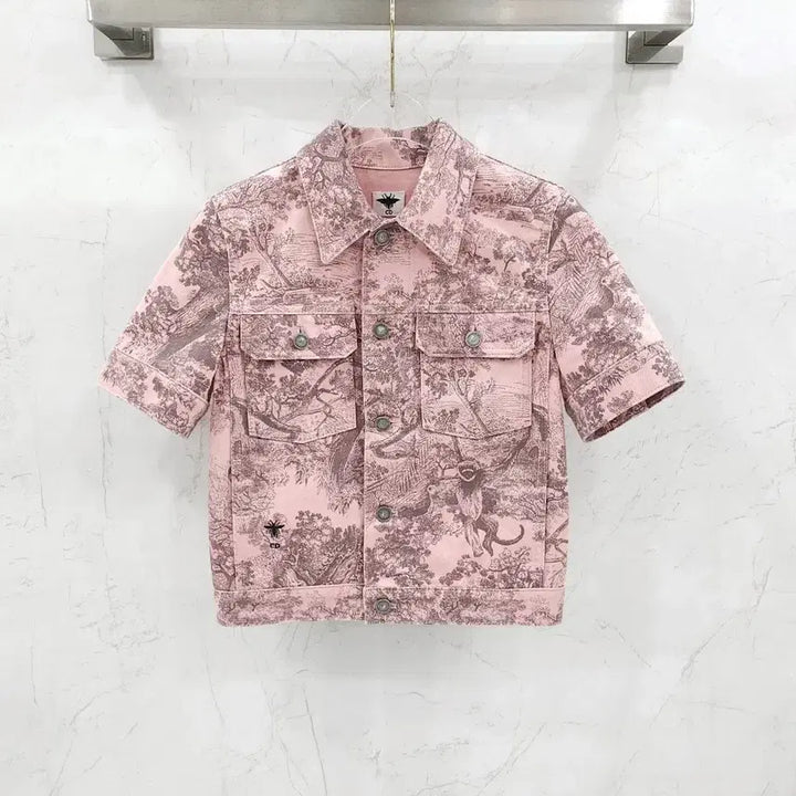 [SOLD OUT] 34 / 디올 리비에라 숏 슬리브 트왈드주이 핑크 데님 자켓