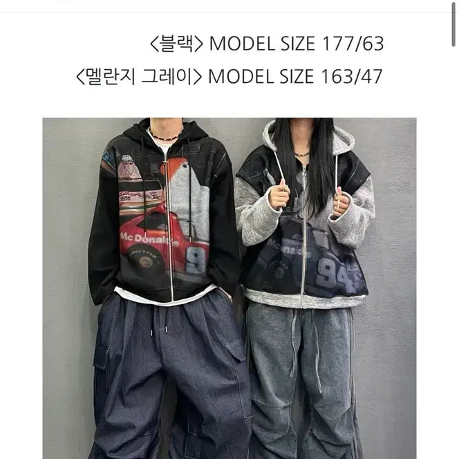 [BUNJANG] Unisex Loose Fit Printed Fleece Hoodie / (남녀공용) 루즈핏 프린트 기모 후드집업