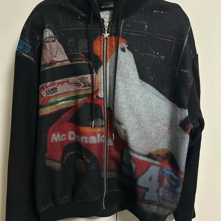 [BUNJANG] Unisex Loose Fit Printed Fleece Hoodie / (남녀공용) 루즈핏 프린트 기모 후드집업