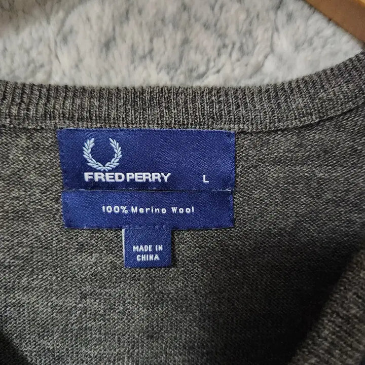 [BUNJANG] Fred Perry Argyle Merino Wool V-Neck Knit Sweater / J279 [L] 프레드페리 아가일 메리노울 브이넥 니트