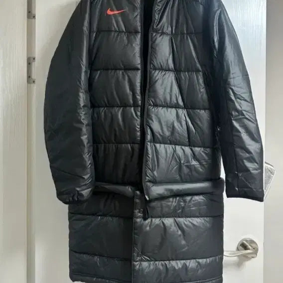 [BUNJANG] Nike Bench Coat Black Orange Logo (M) / 나이키 벤치 코트 블랙 오렌지 로고m