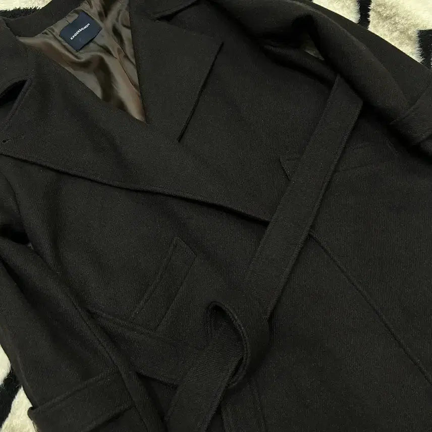 [BUNJANG] OS Wool Blend Long Robe Coat - Dark Brown - Collar Button / [os]킨더살몬 울 혼방 롱 로브 코트/다크브라운/카라버튼