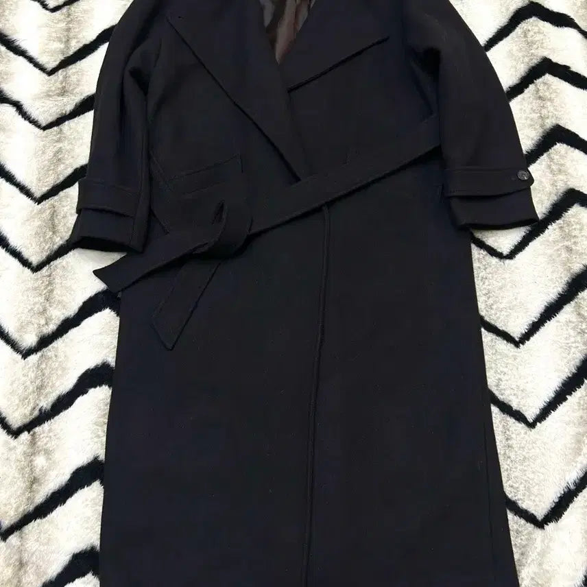 [BUNJANG] OS Wool Blend Long Robe Coat - Dark Brown - Collar Button / [os]킨더살몬 울 혼방 롱 로브 코트/다크브라운/카라버튼