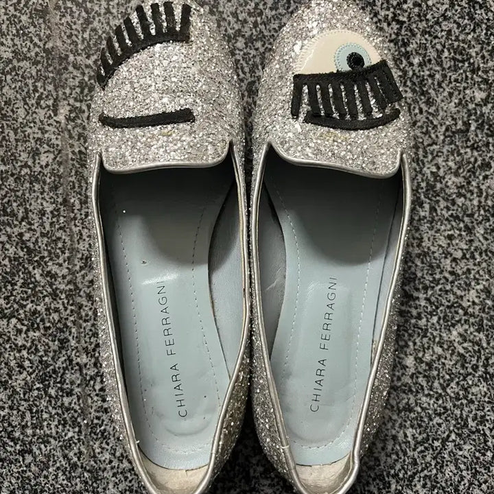 [BUNJANG] Chiara Ferragni Glitter Flat Shoes / 키아라페라그니 글리터 플랫 36