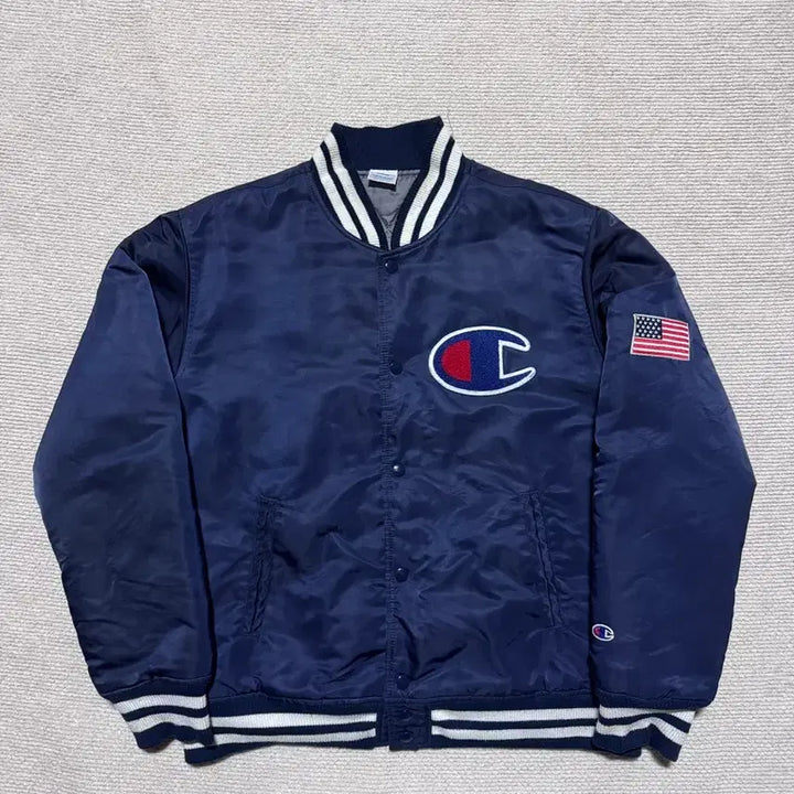 [BUNJANG] Champion Big Logo Nylon Varsity Jacket - L / Champion 빅로고 나일론 바시티 자켓 L