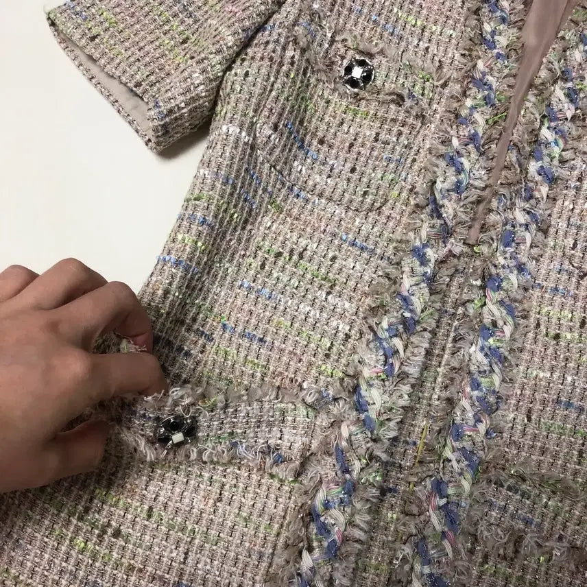 [BUNJANG] It Misha Tweed Jacket for Women / 잇미샤 반팔 트위드 자켓 올드머니룩 출근룩 하객룩 결혼식