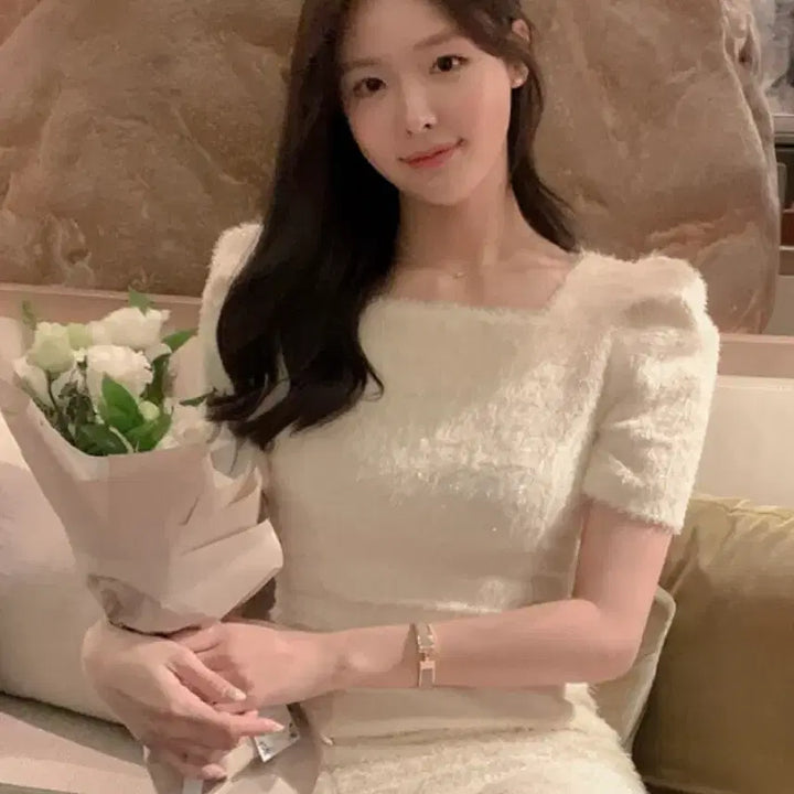 [BUNJANG] Renne Shining Pearl Long Dress Ivory M / (새상품) 렌느 샤이닝 펄 원피스 long/아이보리/M