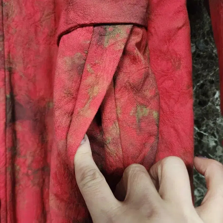 [BUNJANG] Red Dyed Quilted Long Coat / 레드 염색 퀼팅 롱 코트 새상품