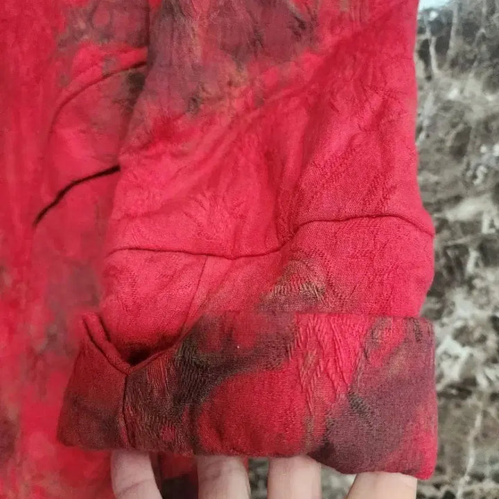 [BUNJANG] Red Dyed Quilted Long Coat / 레드 염색 퀼팅 롱 코트 새상품