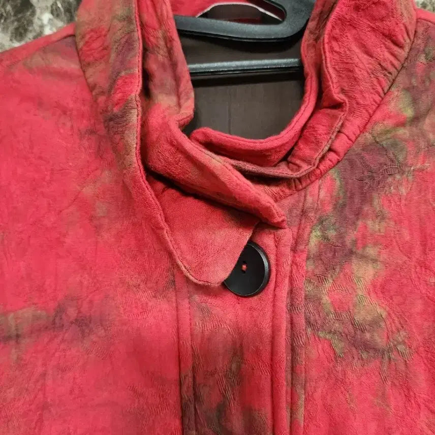 [BUNJANG] Red Dyed Quilted Long Coat / 레드 염색 퀼팅 롱 코트 새상품